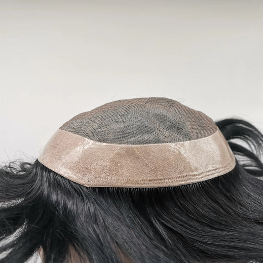 Toupee for Men Fine Mono Men Toupee Human Hair Replacement System Hair Prosthesis Natural Black Hair Units