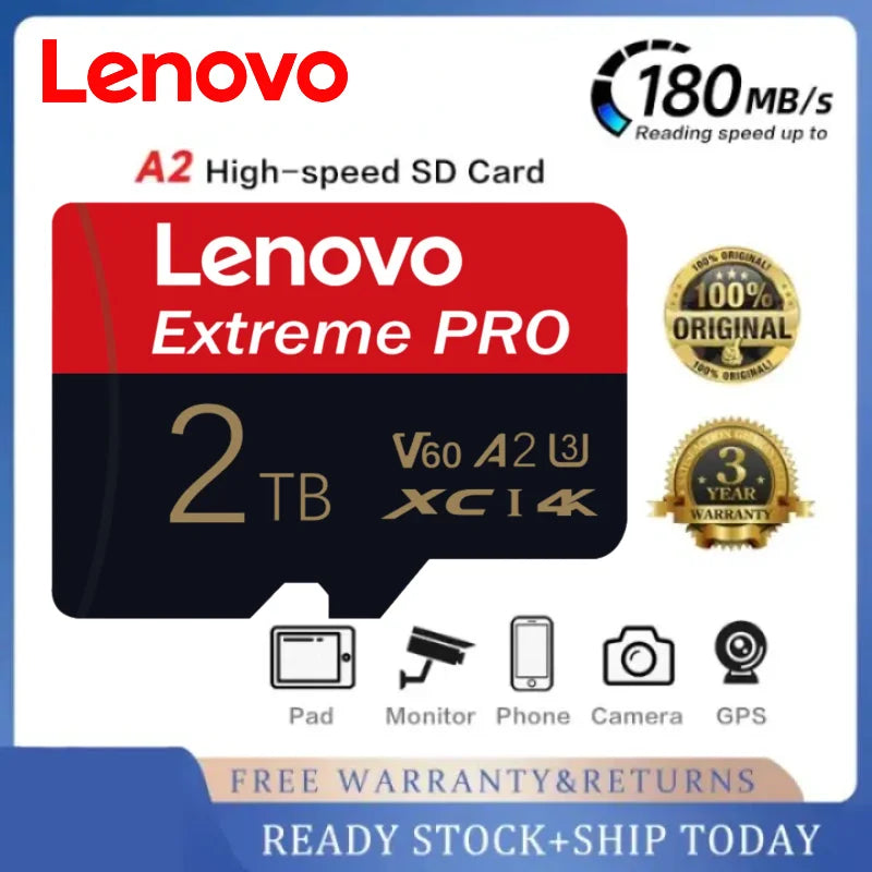 Original Lenovo 2TB 1TB Mini Micro SD Card Memory Card TF/SD 128GB 256GB 512GB Mini Memory Card Class10 For Camera/Phone/Switch