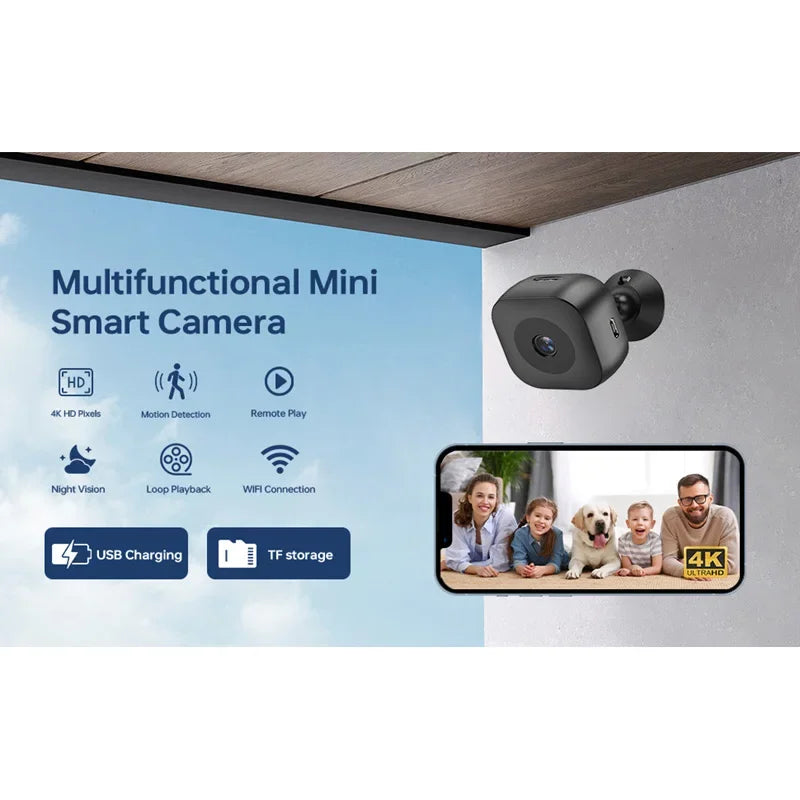 Xiaomi Mini Camera WiFi IP/AP 4K Remote Monitoring Mobile Detection Camcorder Portable Smart Home Surveillance Security Camera