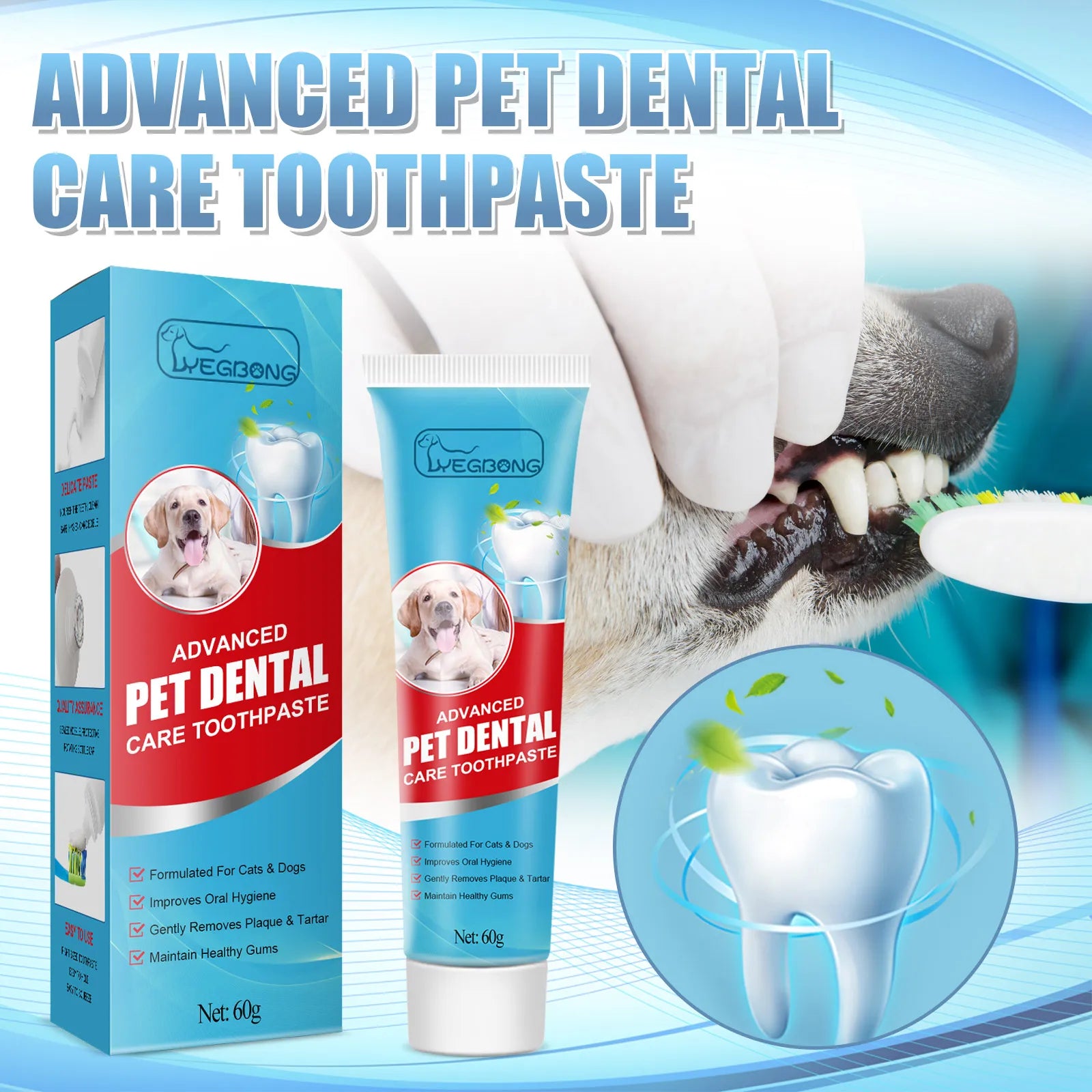 Pet Oral Care Toothpaste–Cleans Tartar&Plaque for Dogs,Freshens Breath&Deodorizes Mouth,Prevents Tartar,Edible for Cats&Dogs