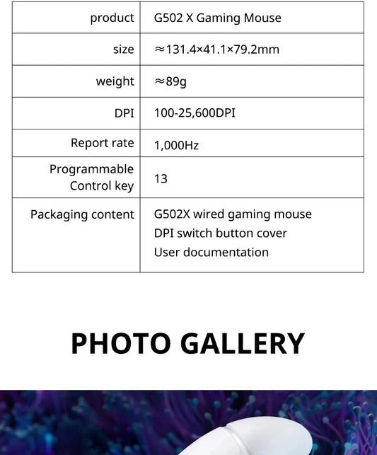 Logitech G502X Gaming Mouse Wireless Mouse Recommended for Professional Computer Wireless gamer mouse Logitech mouse