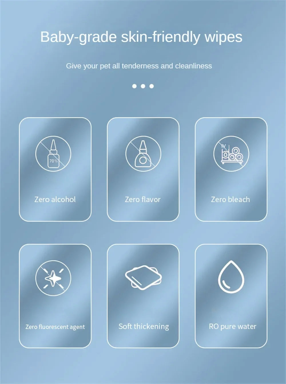 Pet Wipes Ro Pure Water Formula Pet Care Pet Health Care and Cleaning Pet Specific Cleaning Deodorizing Wet Tissue No Wash