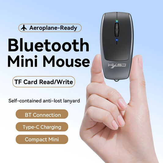 Portable Bluetooth 5.1 Wireless Mini Mouse Rechargeable TF Card Reader Silent Adjustable DPI Mouse for Phone Tablet Notebook