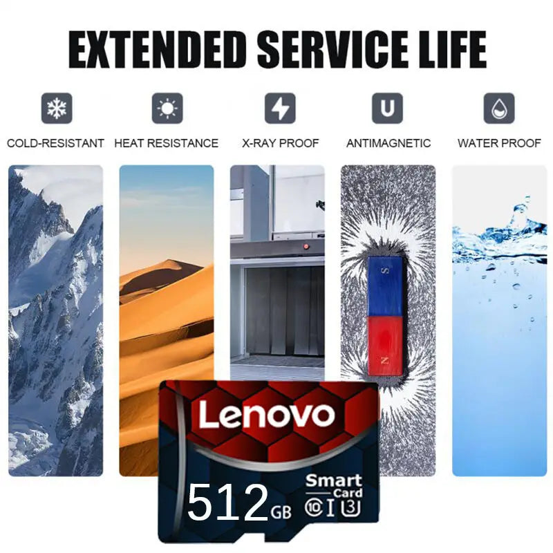 Lenovo 2TB A2 1TB Micro SD Card High Speed Memory Card 512GB 128GB MicroSD U3 TF Flash Card for Xiaomi Phone Camera table PC