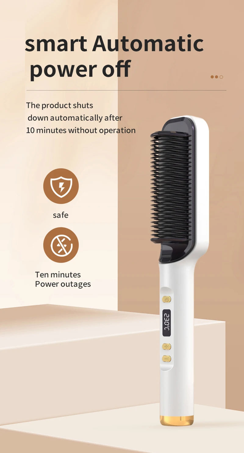 Electric Heating Straight Comb Double Use LCD Electric Hair Straightener Curler Anti-Scalding Styling Tool Straightening Brush