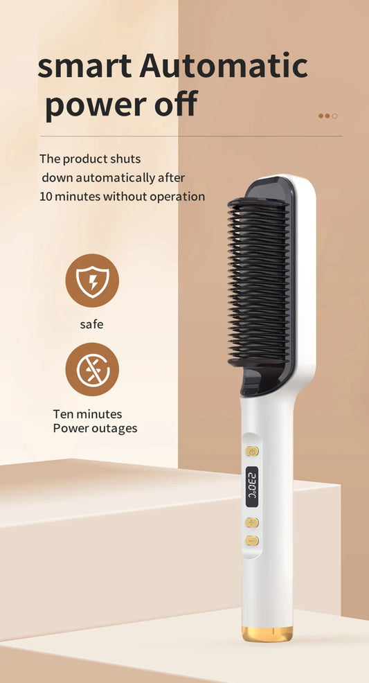 Electric Heating Straight Comb Double Use LCD Electric Hair Straightener Curler Anti-Scalding Styling Tool Straightening Brush