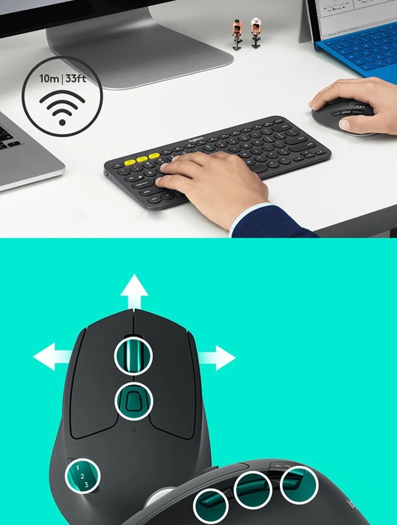 Logitech M720 Bluetooth Wireless Mouse Union Dual Mode Multi-Device Office Efficient Comfortable Mouse For Laptop Accessoires