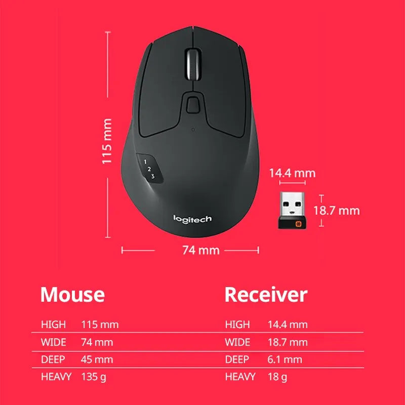 Logitech M720 Bluetooth Wireless Mouse Union Dual Mode Multi-Device Office Efficient Comfortable Mouse For Laptop Accessoires