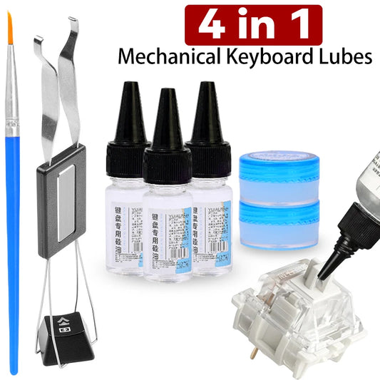 4 in 1 Mechanical Keyboard Lubricant Grease Oil for Axes Mechanical Friction Lubrication Kit with Brush Keycap Puller Set