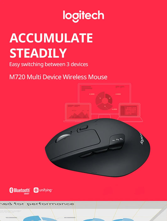 Logitech M720 Bluetooth Wireless Mouse Union Dual Mode Multi-Device Office Efficient Comfortable Mouse For Laptop Accessoires
