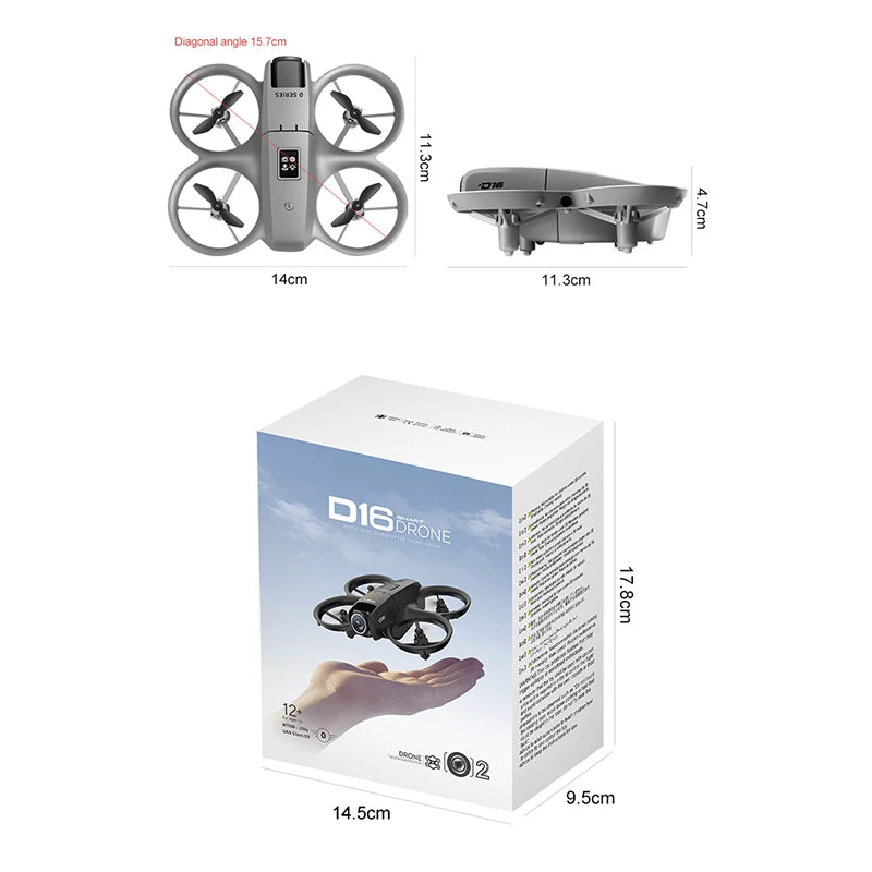 Xiaomi D16 Mini Drone 8K HD-VR Dual-camera 180 ° ESC Optical Flow obstacle avoidance Motor Drone UAV Remote Control Quadcopter