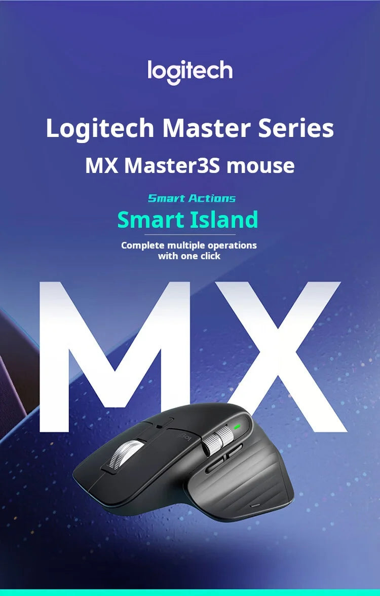 Logitech MX Master 3S Wireless Bluetooth Mouse Business Office Softtone Mouse Ergonomic Business Office Mouse