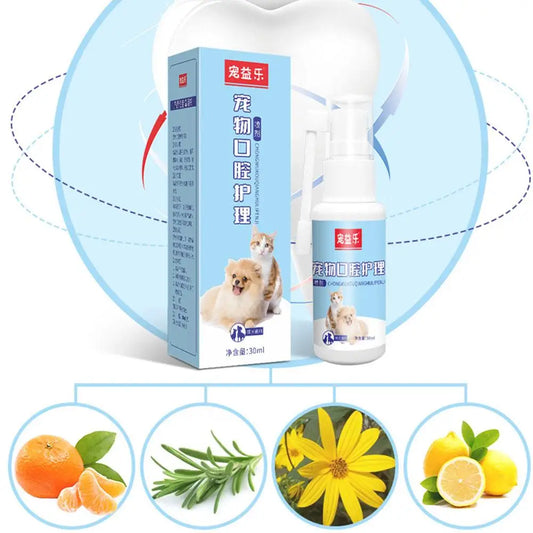 Pet Oral Care Spray for Cat Dog Instant Pet Fresh Breath Dental Care Teeth Cleaning Anti Inflammatory Dog Gingivitis Treatment