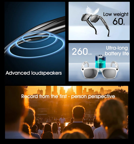 4K AI Smart Photochromic Glasses Multifunction Camera Bluetooth Call Voice Assistant Music Player Translate Glasses For Xiaomi