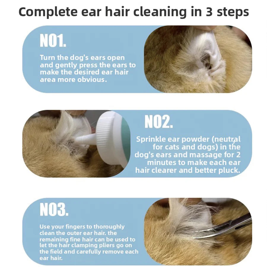 PetClear Pet Ear Hair Removal Powder 30g for Pet Care Ear Cleaning And Maintenance