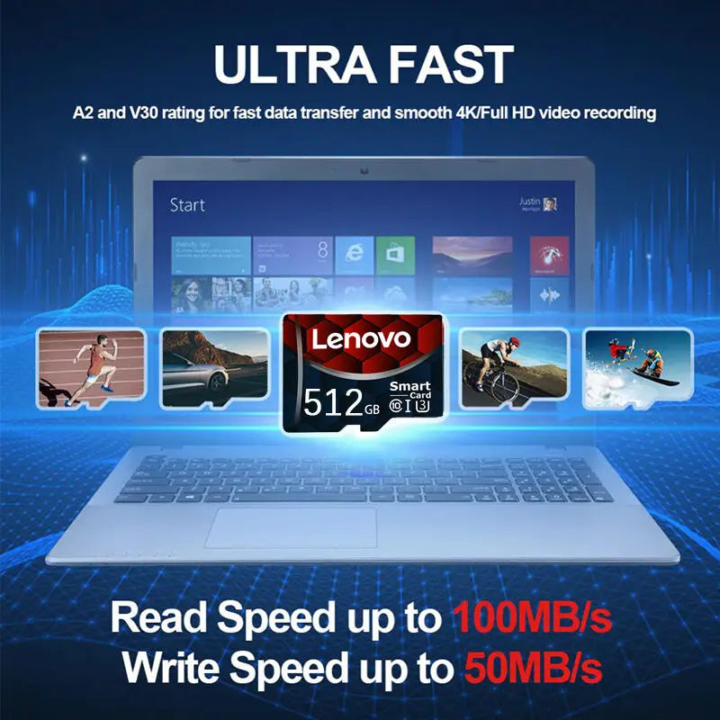 Lenovo 2TB A2 1TB Micro SD Card High Speed Memory Card 512GB 128GB MicroSD U3 TF Flash Card for Xiaomi Phone Camera table PC