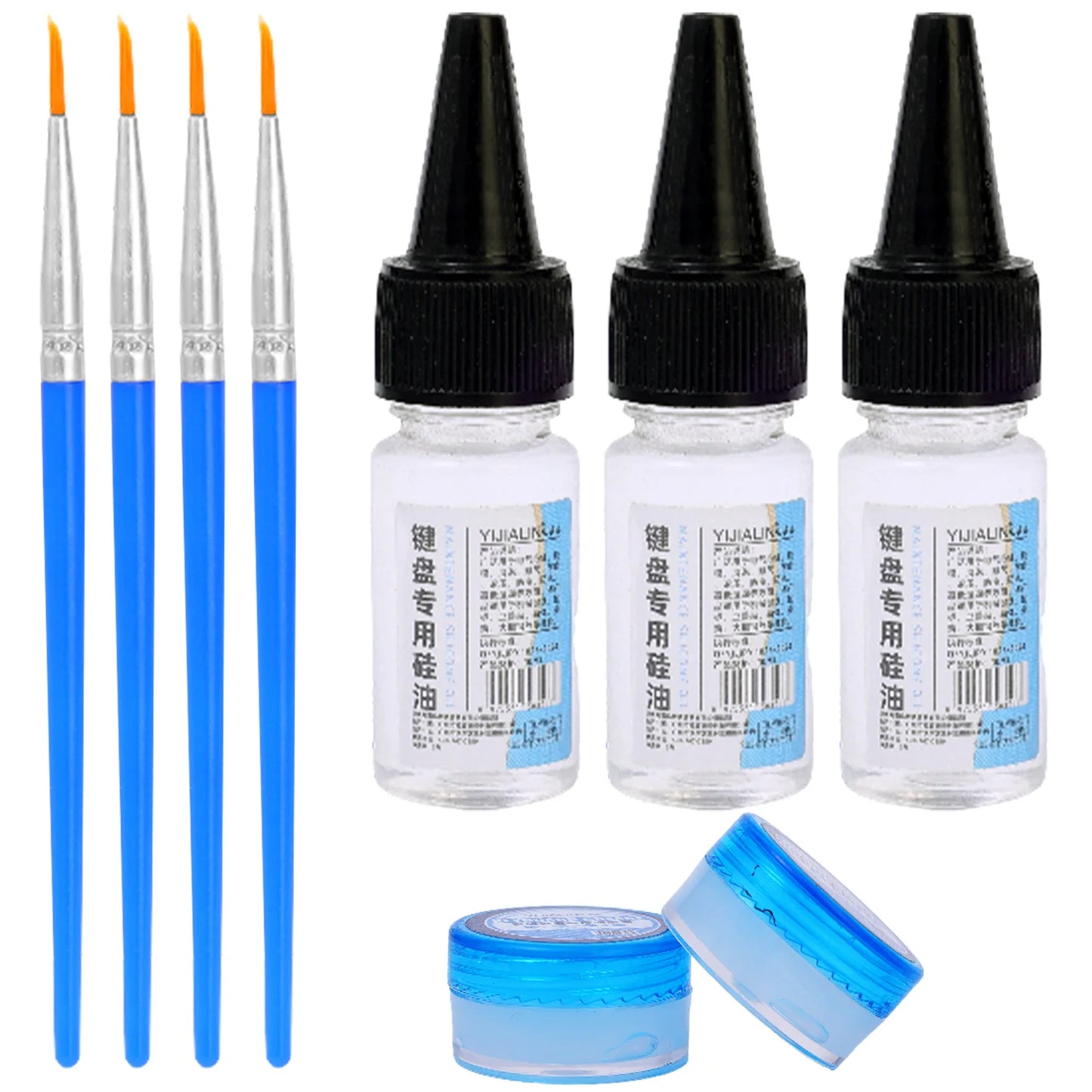 4 in 1 Mechanical Keyboard Lubricant Grease Oil for Axes Mechanical Friction Lubrication Kit with Brush Keycap Puller Set