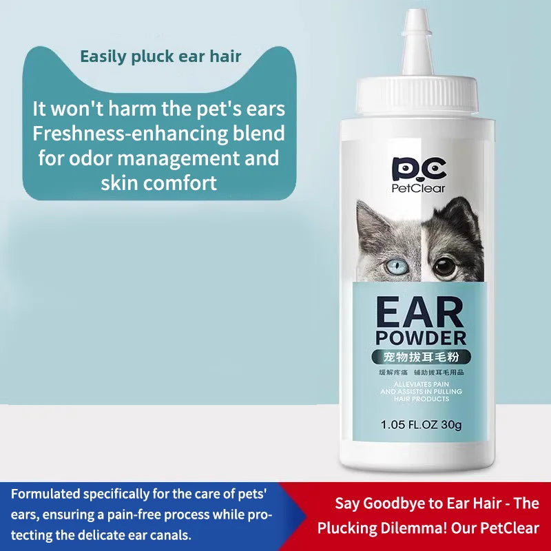 PetClear Pet Ear Hair Removal Powder 30g for Pet Care Ear Cleaning And Maintenance