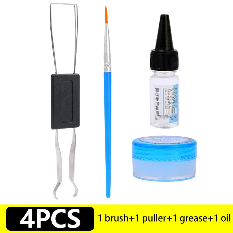 4 in 1 Mechanical Keyboard Lubricant Grease Oil for Axes Mechanical Friction Lubrication Kit with Brush Keycap Puller Set