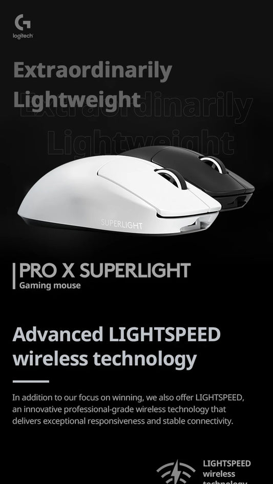 Logitech Gpro Superlight 25600 DPI Wireless Mouse, HERO 25K sensor, Tri-Mode Connection 2.4GHz/Wired/Bluetooth PC Gaming Mouse