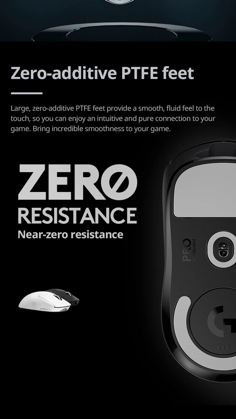 Logitech Gpro Superlight 25600 DPI Wireless Mouse, HERO 25K sensor, Tri-Mode Connection 2.4GHz/Wired/Bluetooth PC Gaming Mouse