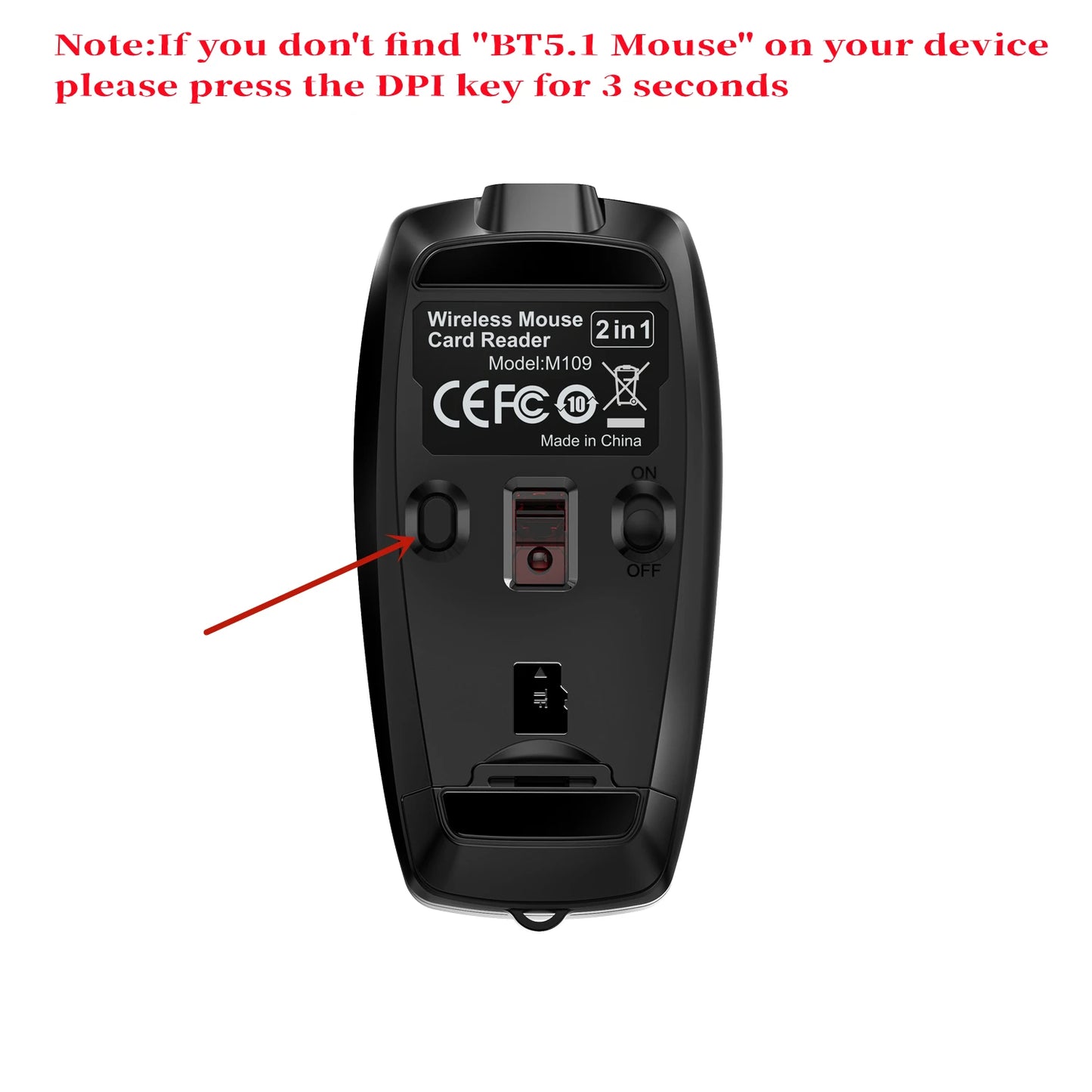 Portable Bluetooth 5.1 Wireless Mini Mouse Rechargeable TF Card Reader Silent Adjustable DPI Mouse for Phone Tablet Notebook