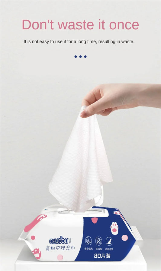 Pet Wipes Ro Pure Water Formula Pet Care Pet Health Care and Cleaning Pet Specific Cleaning Deodorizing Wet Tissue No Wash