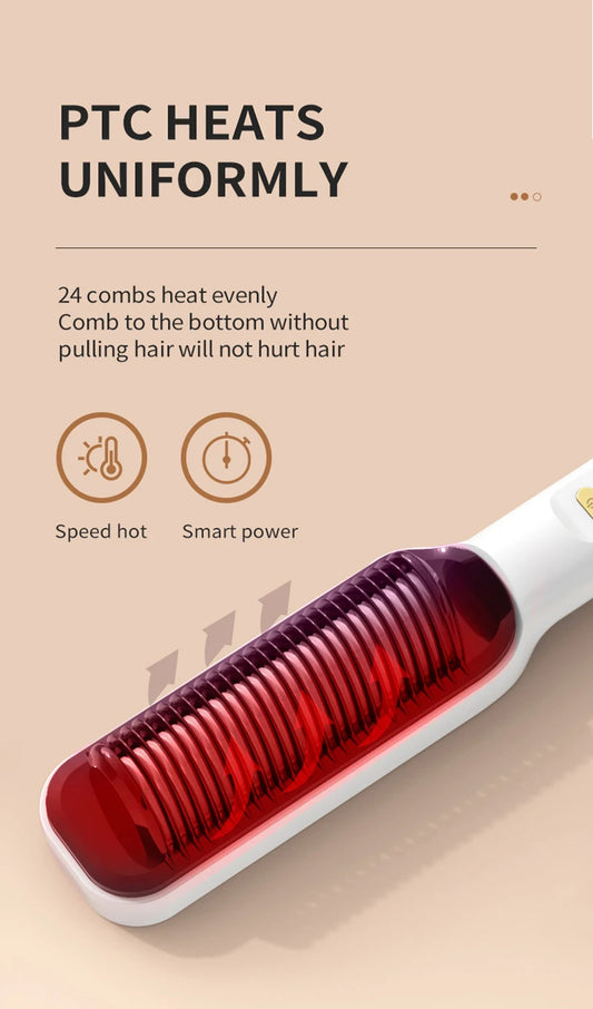 Electric Heating Straight Comb Double Use LCD Electric Hair Straightener Curler Anti-Scalding Styling Tool Straightening Brush