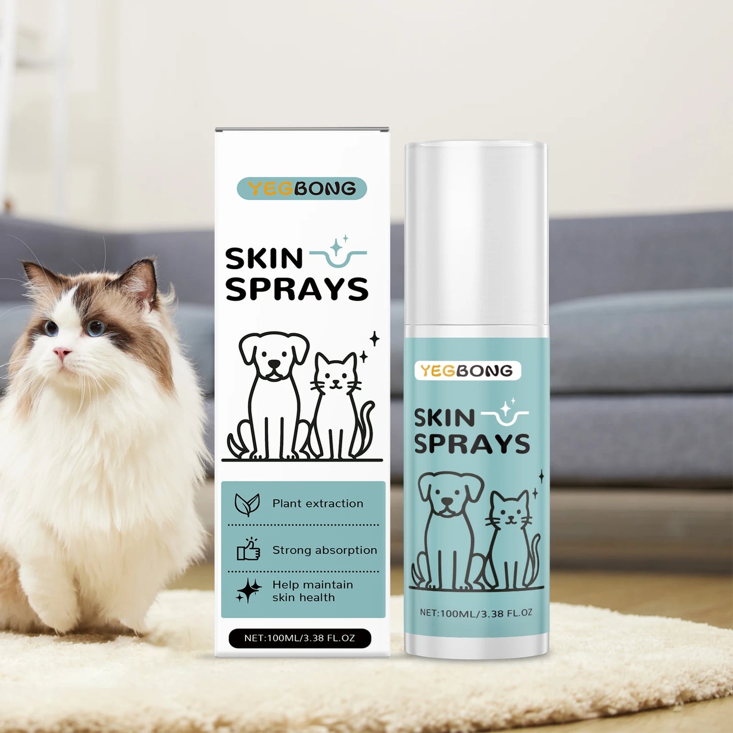 Pet Skin Care Spray Relieve Itching Reduce Redness Antipruritic Improve Dryness Long Lasting Moisturizing Suitable for Cats Dog