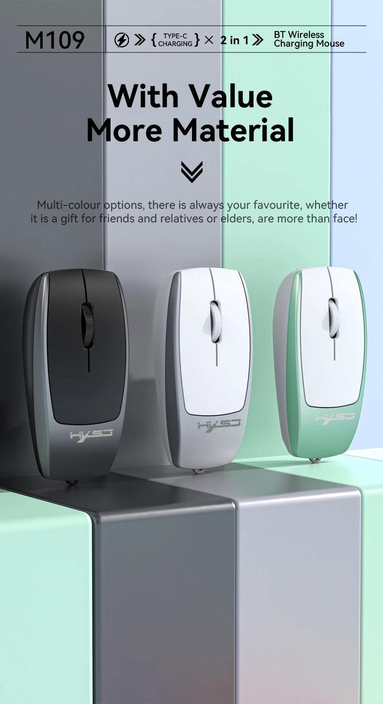 Portable Bluetooth 5.1 Wireless Mini Mouse Rechargeable TF Card Reader Silent Adjustable DPI Mouse for Phone Tablet Notebook