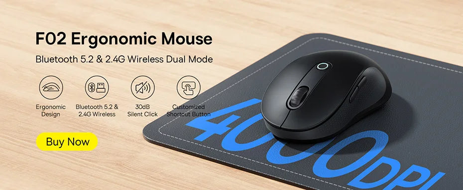 Baseus F01B Mouse Wireless Bluetooth 5.0 Mouse 1600 DPI Silent Click For MacBook Tablet Laptop PC Gaming Accessories 2.4G Mouse