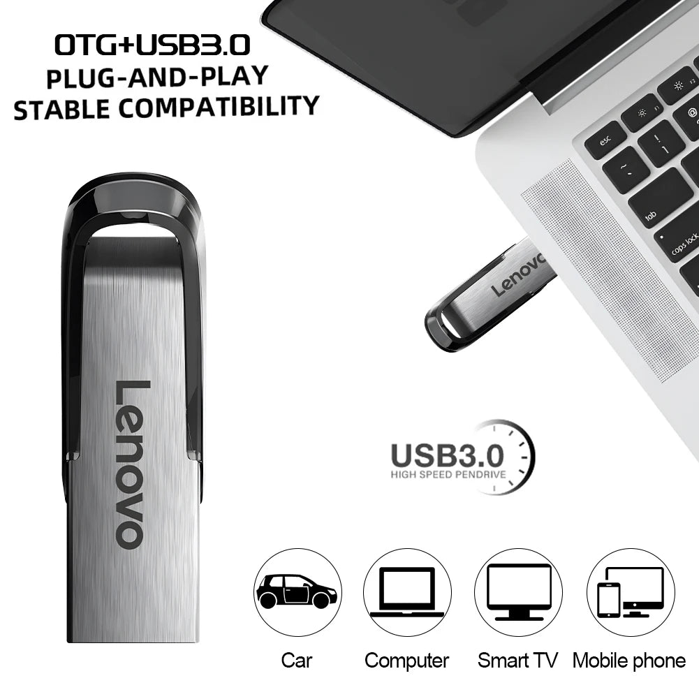 Lenovo Flash Drives 2TB Usb 3.0 Mini High Speed Metal Pendrive 1TB 512GB Stick Portable Drive Waterproof Memoria Storage U Disk