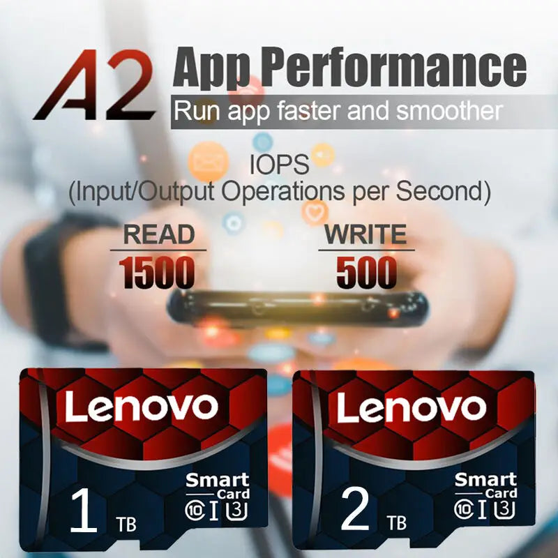Lenovo 2TB A2 1TB Micro SD Card High Speed Memory Card 512GB 128GB MicroSD U3 TF Flash Card for Xiaomi Phone Camera table PC